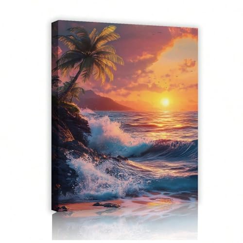 Toile murale ocean 30x45cm avec cadre pour un salon ambiance plage d'Hawaii