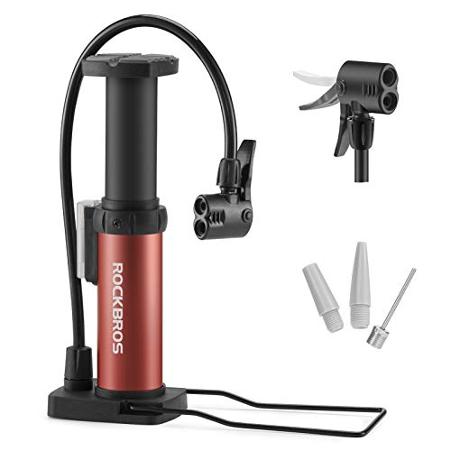 Rockbros Bike Floor Pump Portable Bicycle Foot Pump Air Pump Compatible With Presta & Schrader Valve Tire Pump Lightweight Hand Foot Activated Tire Inflator For Road Bike Mountain Bike Balls #TOP2