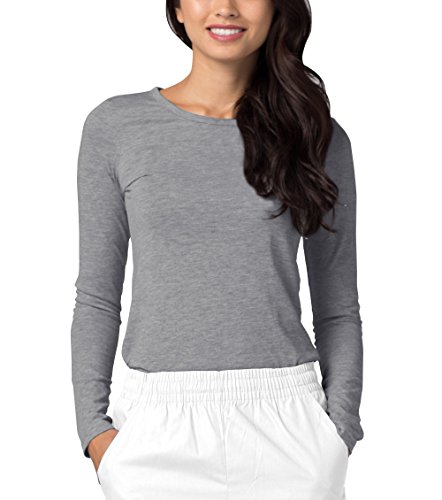 Image of Adar Underscrubs for Women - Long Sleeve Underscrub Comfort Tee - 2900 - Dark Marl Gray - 3X
