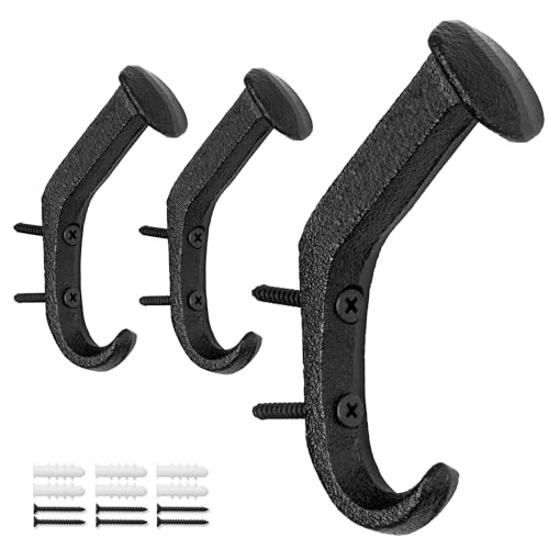 SATOCASA Set of 3 Iron Horse Wall Hooks - Rustic
