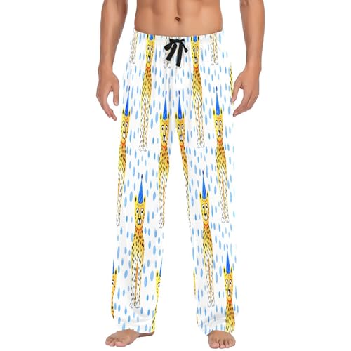 Qilmy Cartoon Cheetahs Men's Cotton Pajama Pants, Lightweight Lounge Sleepwear with Drawstring and Pocket2