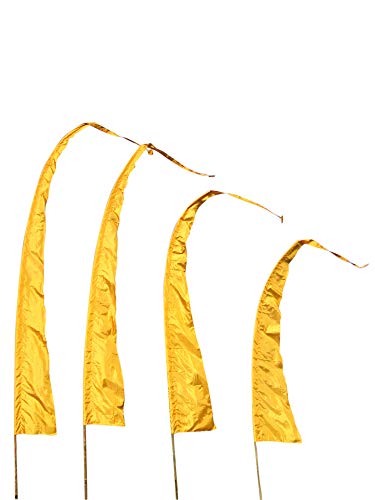Asiastyle Balifahne | Farbe: Hellorange | 3 Meter lang | ohne Stange | aus echtem Satin | Originale Umbul Fahne