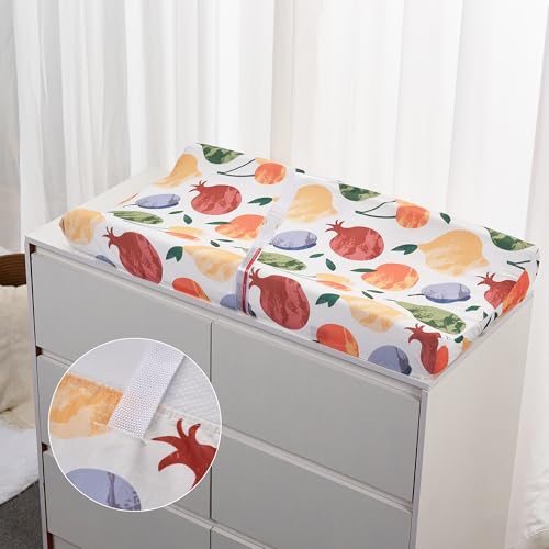 Image of Baby Changing Pad Cover, Changing Table Cover for Girls Boys, Ultra Soft Breathable, 2 Pack Fruit Shadow & orangish