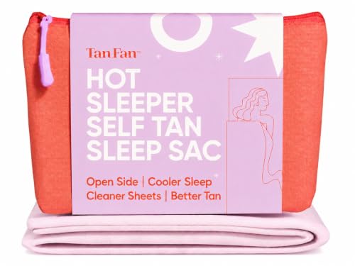 Self Tan Sleep Sack for Hot Sleepers by Tan Fan Open Side Top Sheet to Keep Cool + Stop Fake Tanner Staining Sheets - Thicker Bottom Underlay - 100% Silky Lightweight Roomy - No Transfer Sleep Sac