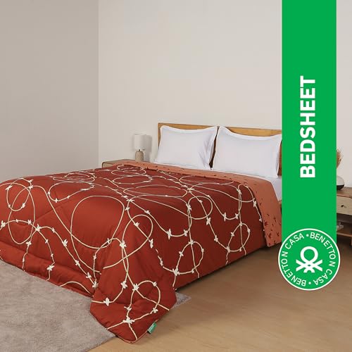 Image of United Colors of Benetton Reversible Comforter - Queen /Double Bed (254 x 229 cm), 150 GSM, Ultra-Soft Microfiber, Lightweight AC Blanket & All-Season Quilt