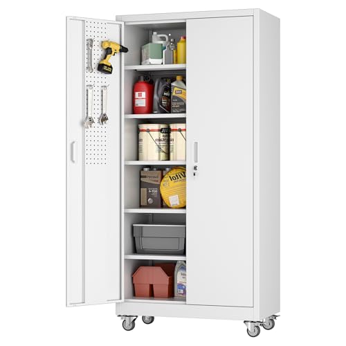 Aobabo Metal Storage Cabinet with Wheels and Lock