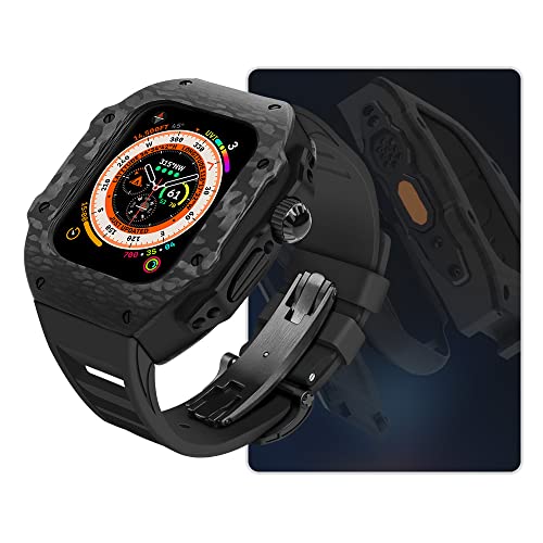 Bracelet en caoutchouc fluoré et boîtier carbone pour Apple Watch 45mm