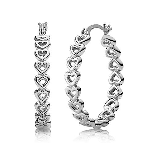 LeCalla Corazón joyería día de San Valentín de Plata de Ley Pendientes del aro Linked Amor por Las Mujeres Cover