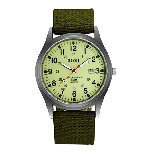 Gadgetking Military Army Mens Date Canvas Strap Analog Quartz Sport Wrist Watch Gift Gift for him Dad Uncle Father Teenager Man Secret Santa Adult Stocking Filler