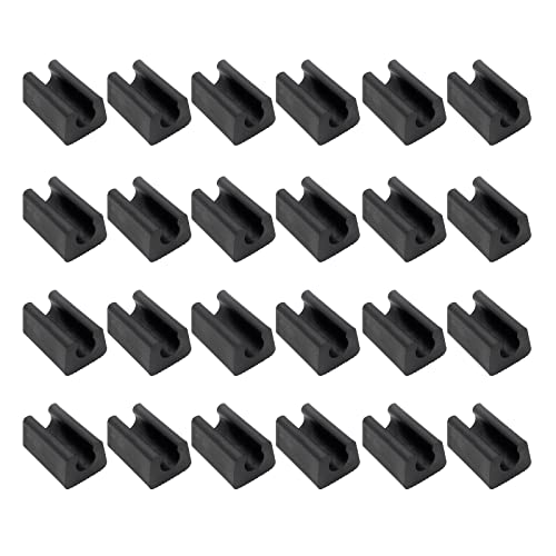 Kyuionty 24 Pack Rectangle Plastic Furniture Feet, 10mm U Shaped Chair Legs Tips Protectors Non-Slip Chair Foot Floor Glides Plastic Foot Pads (Black)