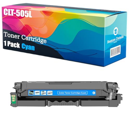 High Yield CLT-505L CLT-K505L CLT-C505L CLT-M505L CLT-Y505L Toner Cartridge Compatible for Samsung SL-C2620DW SL-C2670FW Printer, Unleash High-Definition Printing, Achieving 6000 Pages (Cyan)
