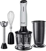 Russell Hobbs 3-in-1 Classic Hand Blender, RHSM700, 500W, 2 Speed Settings + Pulse, Stainless Stick Blender Beaker, Mini Chopper & Whisk Attachment - Black