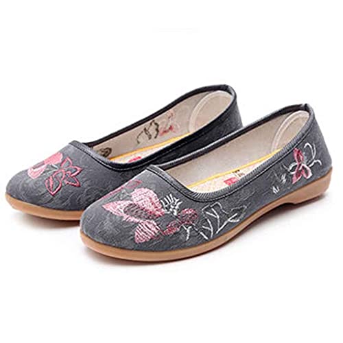 Rubber Sole Cloth Shoes Mother Shoes National Soft Bottom Women's Shoes Work Shoes Breathable Embroidered Shoes (Color : B, Size : Code 39) (B Code 38)