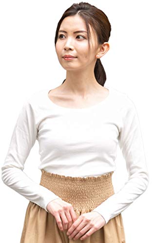 [aspersio] [アスペルシオ] フライス 長袖Tシャツ レディース ながそで シャツ ロングt ロンt ティーシャツ 丸首 uネック ラウンドネック クルーネック ボートネック かわいい とろみ オーバーサイズ トップス ビッグシルエット ビッグ プルオーバー 普段着 インナー オフホワイト ホワイト しろ (L) 白色