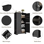 ChooChoo Bathroom Floor Cabinet, Modern Bathroom Storage Cabinet with 4 Doors and Adjustable Shelves, Freestanding Cupboard for Living Room, Black - Image 4