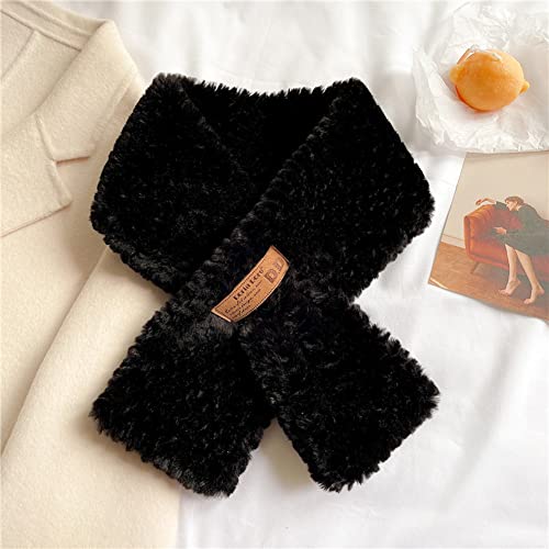 Faux Rabbit Fur Collar Scarf, Autumn and Winter Warm Scarf, Cross Neck Scarf Faux Fur Collar for Match Sweaters Cotton2