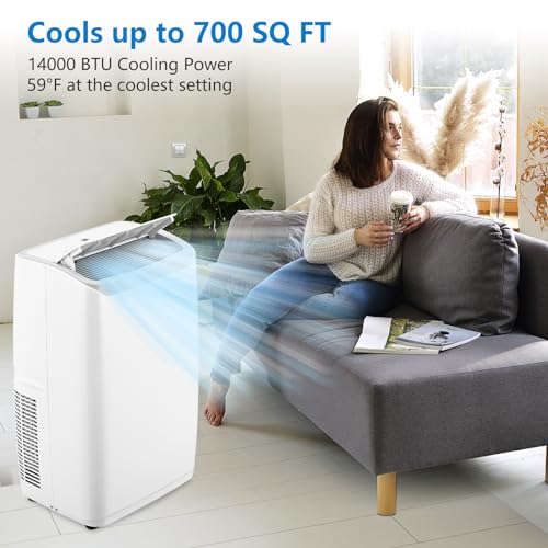 Image of PioneerWorks 14000BTU Portable AC, 750sqft,51dB, Remote & Timer, Sleep Mode | Dehumidifier and fan modes for home and office use