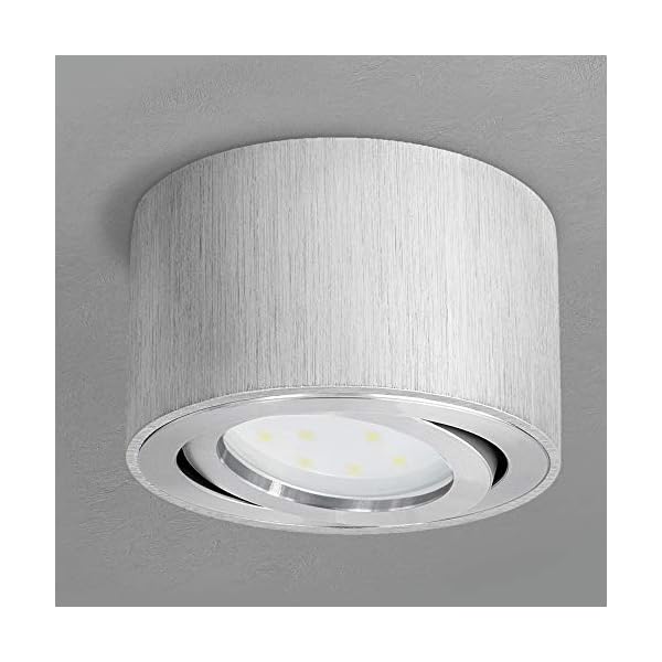 SSC-LUXon CELI-1A Deckenspot LED flach - Aufbauleuchte schwenkbar in Alu gebürstet inkl. fourSTEP LED 5W neutralweiß… – Bild 4