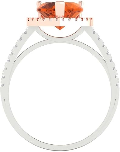 Miniatura 4 de Clara Pucci 2.3ct Corazón Corte Solitario con Acento Halo Rojo Rubí Diseñador Boda Nupcial Art Deco Aniversario Anillo 14k 2 Tono Oro