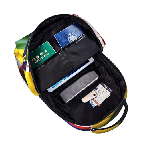 American And Brazilian Flags Print Travel Backpack Carry On Flight Approved,Water-Resistant Laptop Backpack For Men Women4