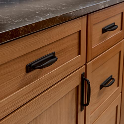 Franklin Brass 4 in. (102 mm) Matte Black Cabinet Drawer Pull with Backplate (5-Pack), 4" (102mm) - Image 2