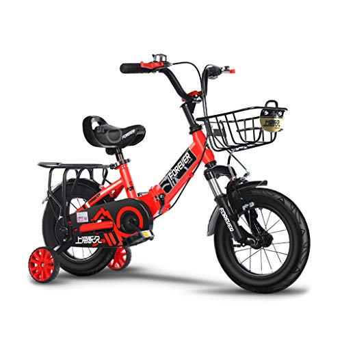 Bicicletas Eléctricas niños 2-3-4-6 años de Edad Cochecito de bebé niño y niña bebé Plegable Multifuncional Deportiva (Color : Red-A, Size : 14IN)