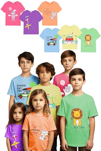 Image of Toddylon Kids T-Shirt Combo Half Sleeve Tshirt Summer Tops Tshirts Boys & Girls Regular Fit T-Shirts Boys Half Sleeves Cotton T-Shirt Summer T Shirt for Boys & Girls Pack