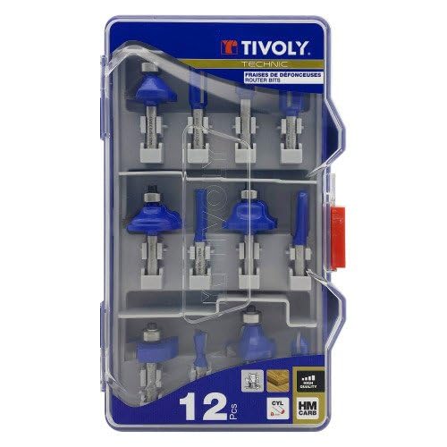 Tivoly XT606470003 Fraises de défonceuse de formes assorties, Bleu, Set de 12 Pièces