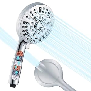 Douchekop met filter, anti-verstoppingssproeiers, hoge druk, 10 sproeimodi, waterontharder om chloor te verwijderen, ingebouwde powerwash om badkuip, tegels en huisdieren te reinigen