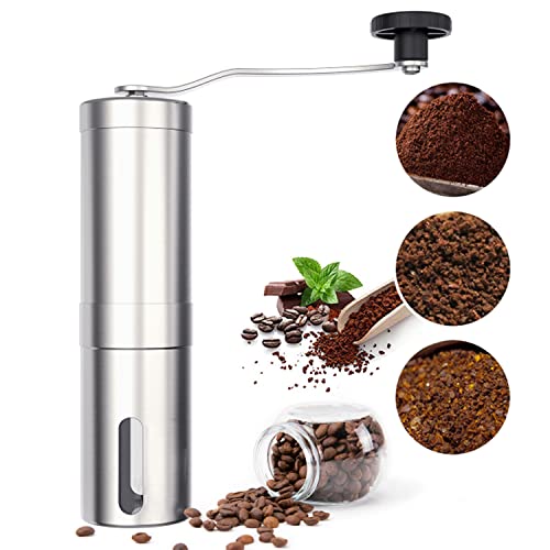 Shuye Moulin à café manuel, Coffee Grinder en Acier Inoxydable, Moudre Café Grain RéGlable, Moulin manuel café, Broyeur à Café avec Meule en Céramique, Pour La Maison Le Bureau Ou En Voyage Cover