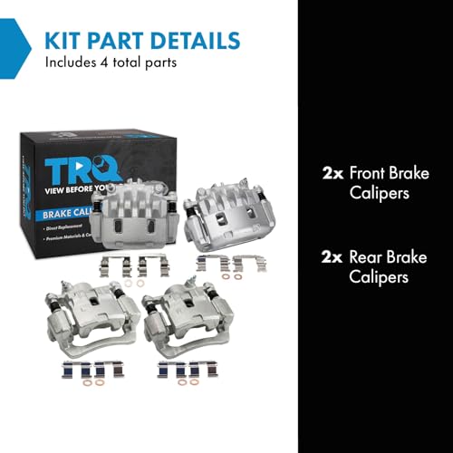 Image of TRQ Front and Rear Brake Caliper Set Zinc Coated Brackets Hardware Compatible with 2008-2011 Subaru Impreza