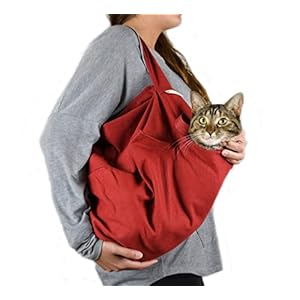 Cozy Comfort Carrier – Large Soft Red Cat Carrier and Cat Restraint Bag for Nail Trimming, Vet Visits, Medication Administration, Dental Care, and Travel