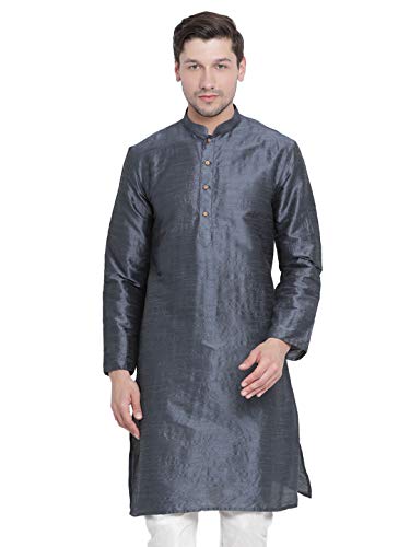 Image of VASTRAMAY Men Light Blue Cotton Kurta Pyjama and Dupatta Set (VASMKWH000nPCWHnD5AQ 36) | Independence Day