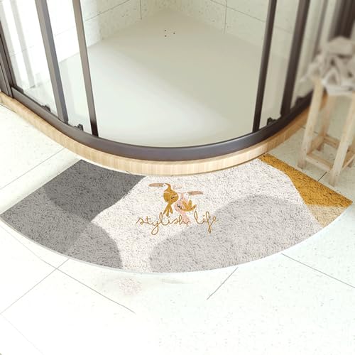 SXLXYOF Eckige, Gebogene Badewannen-/Duschmatte, extra weiche, rutschfeste Badezimmer-Fußmatte,...