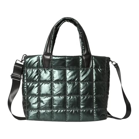 GLOD JORLEE Stylish Puffer Tote Bag for Women-Soft and Waterproof Tote Handbag for Daily Leisure,Shopping,Travel (Dark green, Medium) Cover