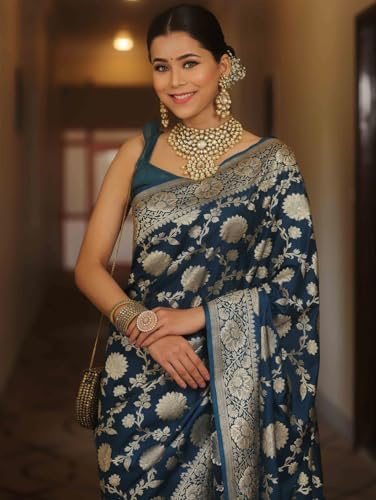 Image of Women's Kanjivaram Soft Silk Banarasi Saree With Blouse Piece | Banarasi Sari For Women | Saree with Blosepiece