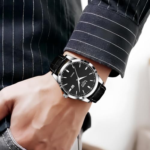 Image of LIGE Fashion Mans Wristwatch Date Luminous Dress Watch for Man Stylish Waterproof Quartz Wrist Watch Stylish Leather Watches for Men