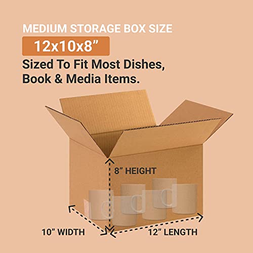 Aviditi Moving Boxes Medium 12"L X 10"W X 8"H, 25-Pack | Corrugated Cardboard Box For Packing, Shipping And Storage 12108 #TOP1