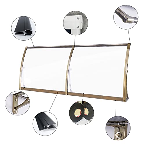 Auvent de porte extérieur en polycarbonate transparent pour protection entrée - 5