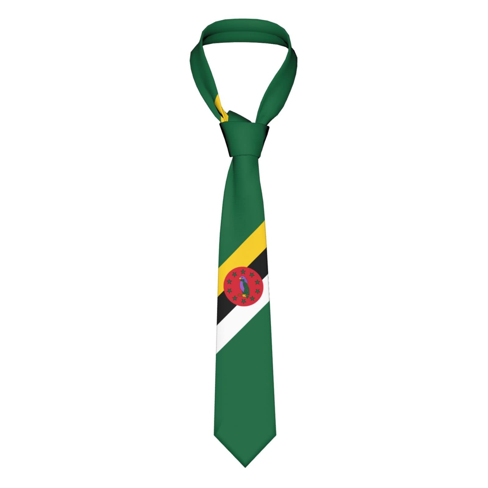 Fwjzdsp Unisex As Pic Dominica Flag Emblem Striped Necktie Men's Neck Ties Mens Party Business Neckties Soft Skil Tie