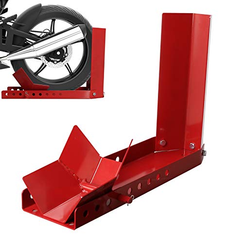 Eikuavons Motorradwippe, 1 Stück Vorderradklemme Motorrad Ständer mit 3 Ankerbolzenlöchern, Geeignet für 8-24 Zoll Reifen, Transportständer Radwippe, Verladehilfe Schiene