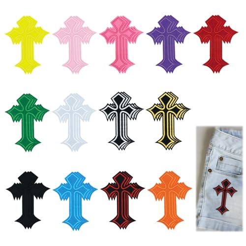 39 Pieces 4inch Cross Patches Iron on, DIY Chrome Hearts Patches for Clothing Jeans Hats Backpacks Jackets Shirts