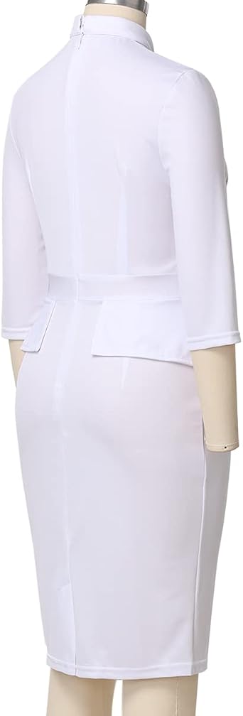 BLESSUME Catholic Church Women Clergy Tab Collar Dress Mass Sheath Dress