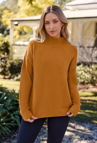 Image of MEROKEETY Women's Turtleneck Long Sleeve Sweater 2025 Fall Cozy Knit Loose Casual Trendy Pullover Tops Winter Clothes