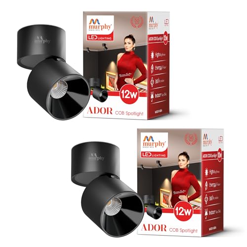 Image of Murphy Ador 12W LED Surface COB Spot Light Black Reflector | Natural White 4000K | 360 Rotatable & 90 Adjustable | Aluminium Body | BIS Approved | 2 Year Warranty | Pack of 2