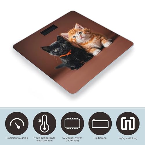 Báscula Digital Cute Kitten Blanco y Naranja 400 lb miniatura 3