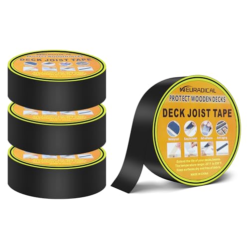 Neuradical Butyl Joist Deck Tape - Waterproof Seal and Weather Resistance, Self-Adhesive Flashing Tape, Anti-Corrosion for Wood Joists and Beams (4PCS 2" x 50')