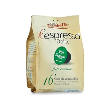Caffè Trombetta - l'Espresso Dolce Più Crema, Capsule Compatibili con Sistema Nescafè Dolce Gusto - 1 Confezione da 16 Capsule