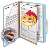 Smead 13730 Pressboard Classification Folders Letter Four-Section Blue 10/Box