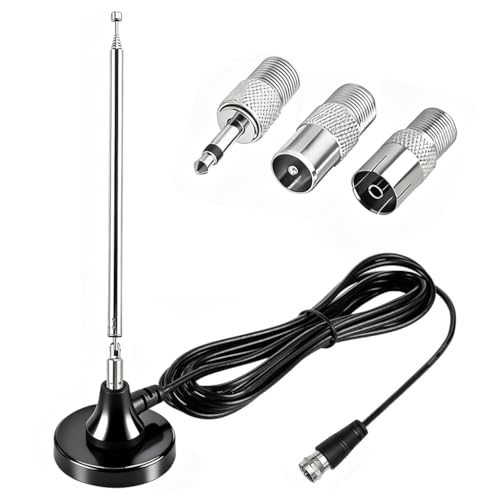 Image of ZORBES 31'' Telescopic Radio Antenna with Base, Digital Audio Broadcasting Accessories, Universal FM /AM Signal Booster Aerial with 3 Adapters and 118'' Coax Cable for Home Stereo, and Portable Radios